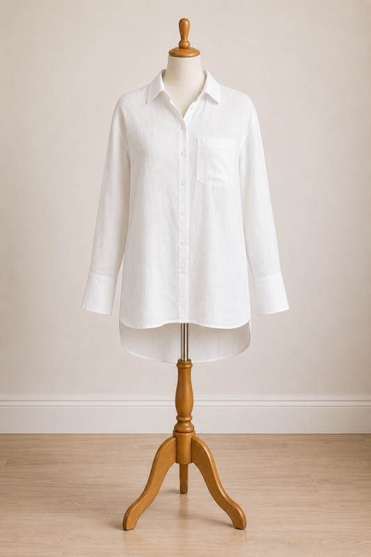 M&S Autograph White 100% Linen Longline Shirt