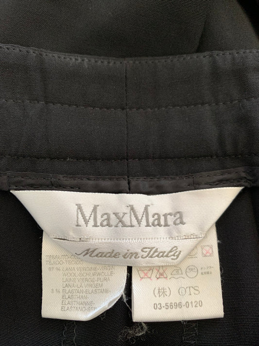Max Mara Black Virgin Wool Wide Leg Trousers
