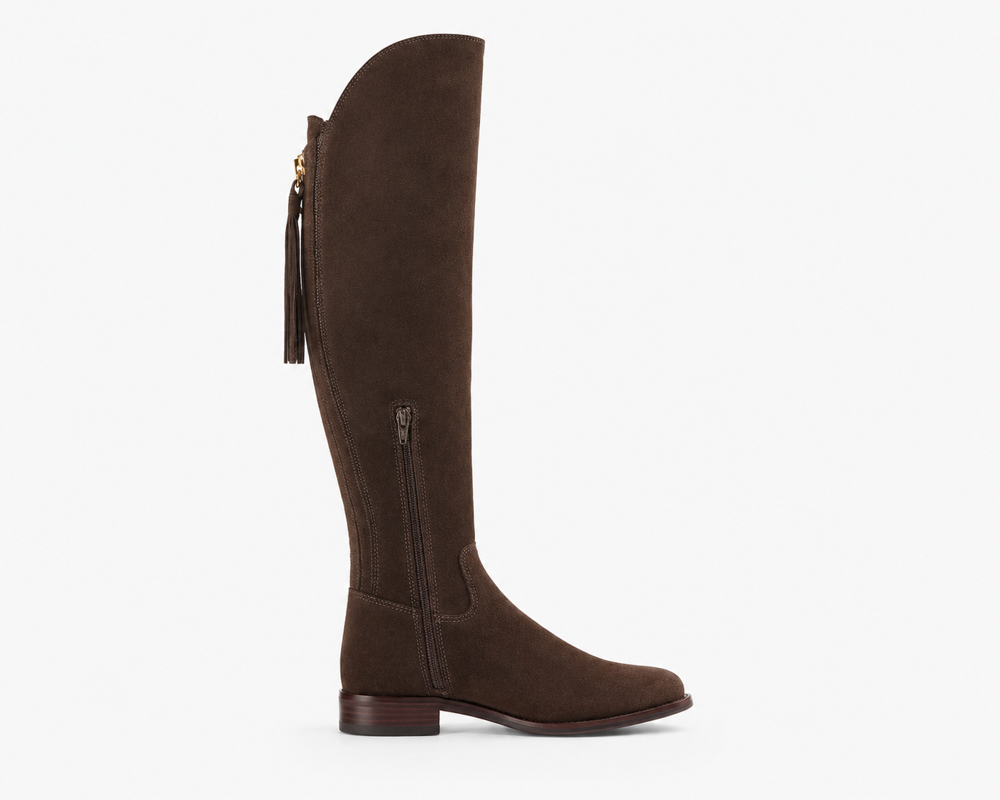 Fairfax & Favor Amira Flat Knee High Boots - Chocolate Suede - UK4