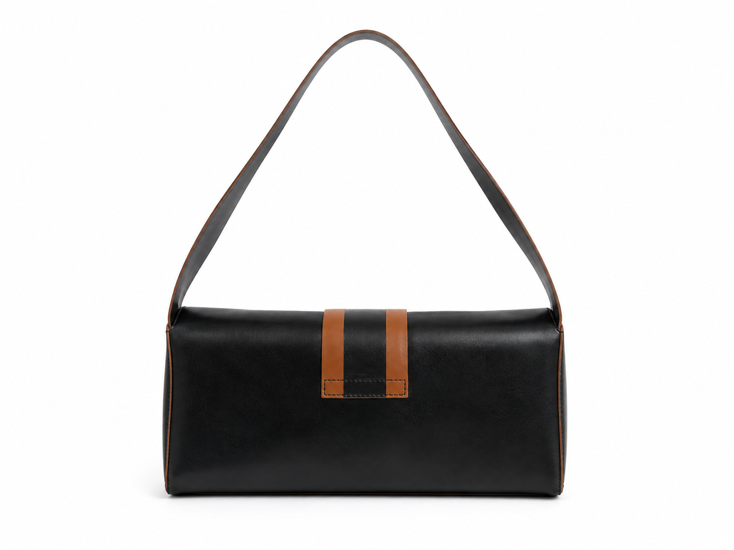 Vintage Coccinelle Baguette Leather Shoulder Bag – Black & Cognac