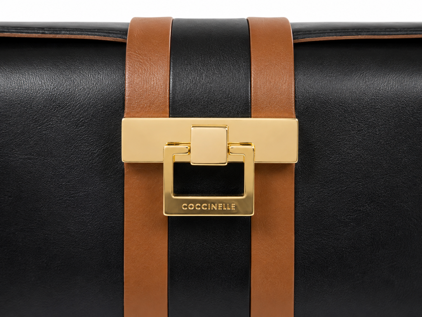 Vintage Coccinelle Baguette Leather Shoulder Bag – Black & Cognac