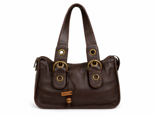 Vintage Hidesign Dark Brown Leather Shoulder Bag