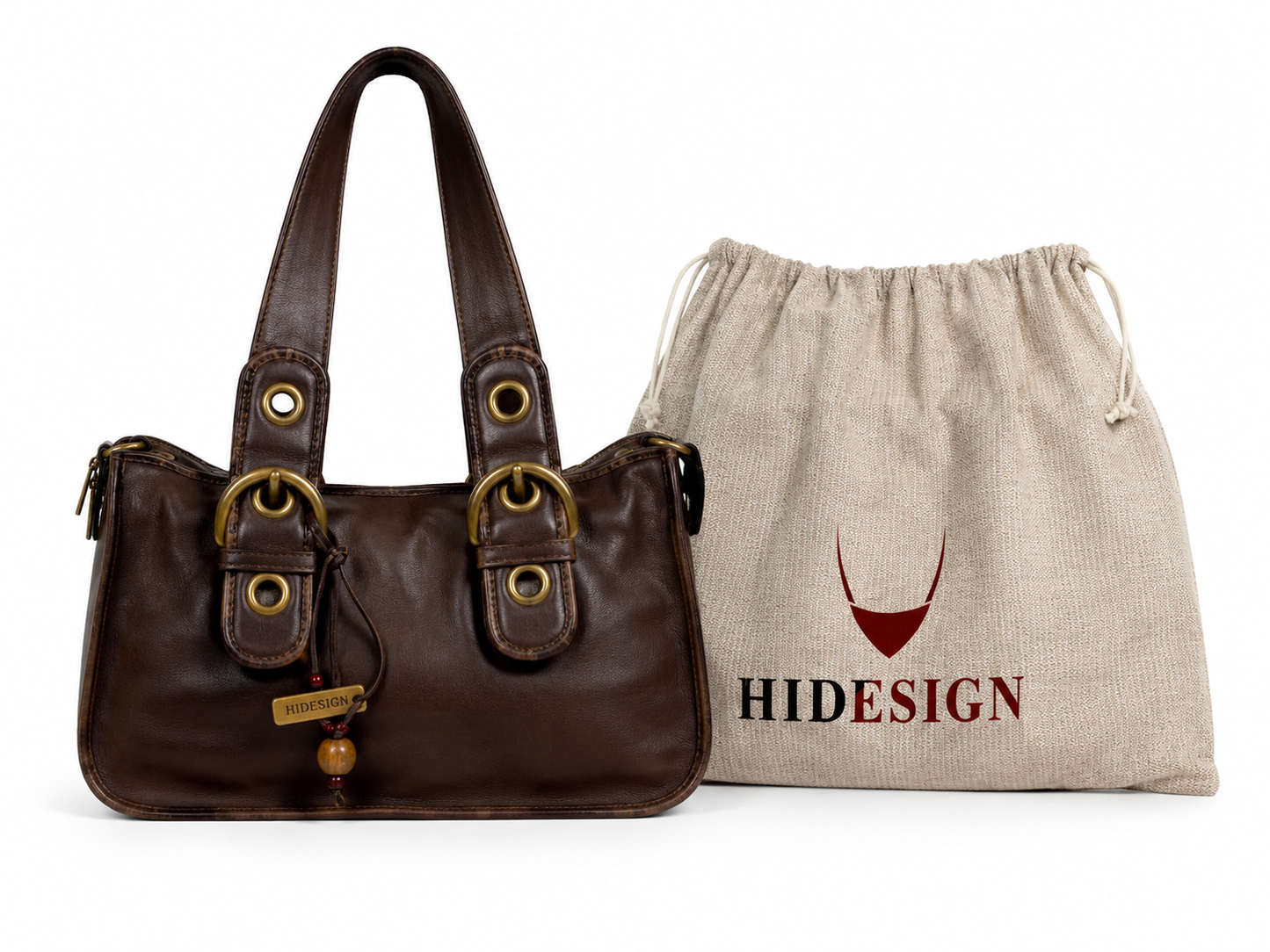 Vintage Hidesign Dark Brown Leather Shoulder Bag
