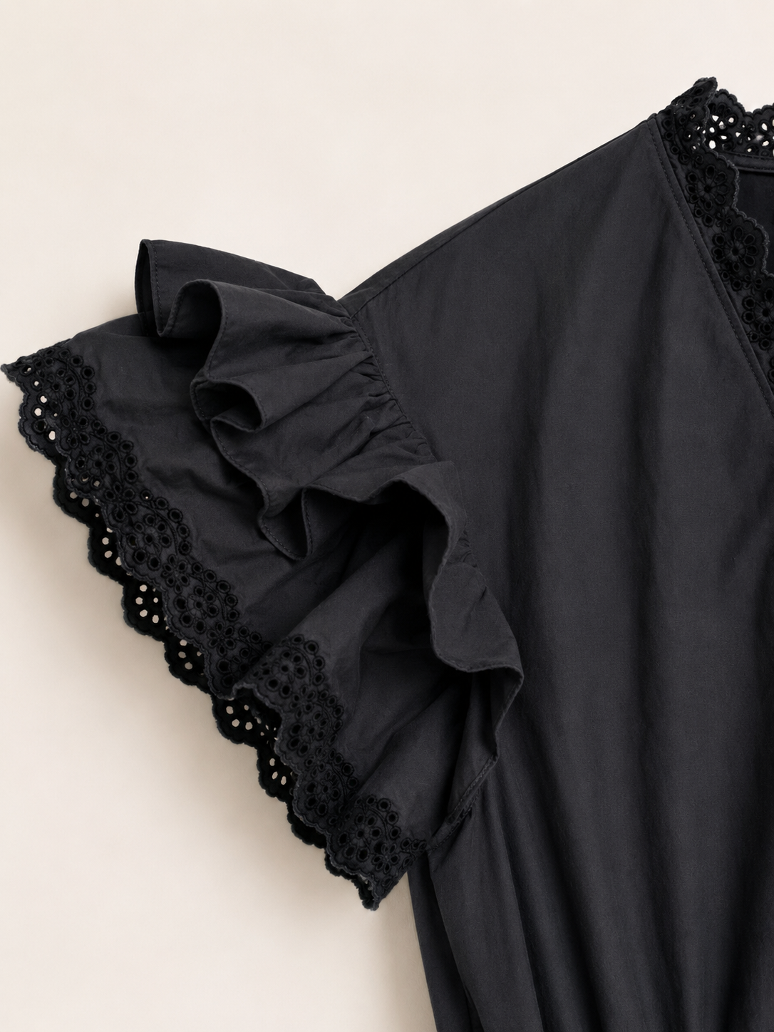 Philosophy di Lorenzo Serafini Black St Gallen Lace Cotton Poplin Midi Dress