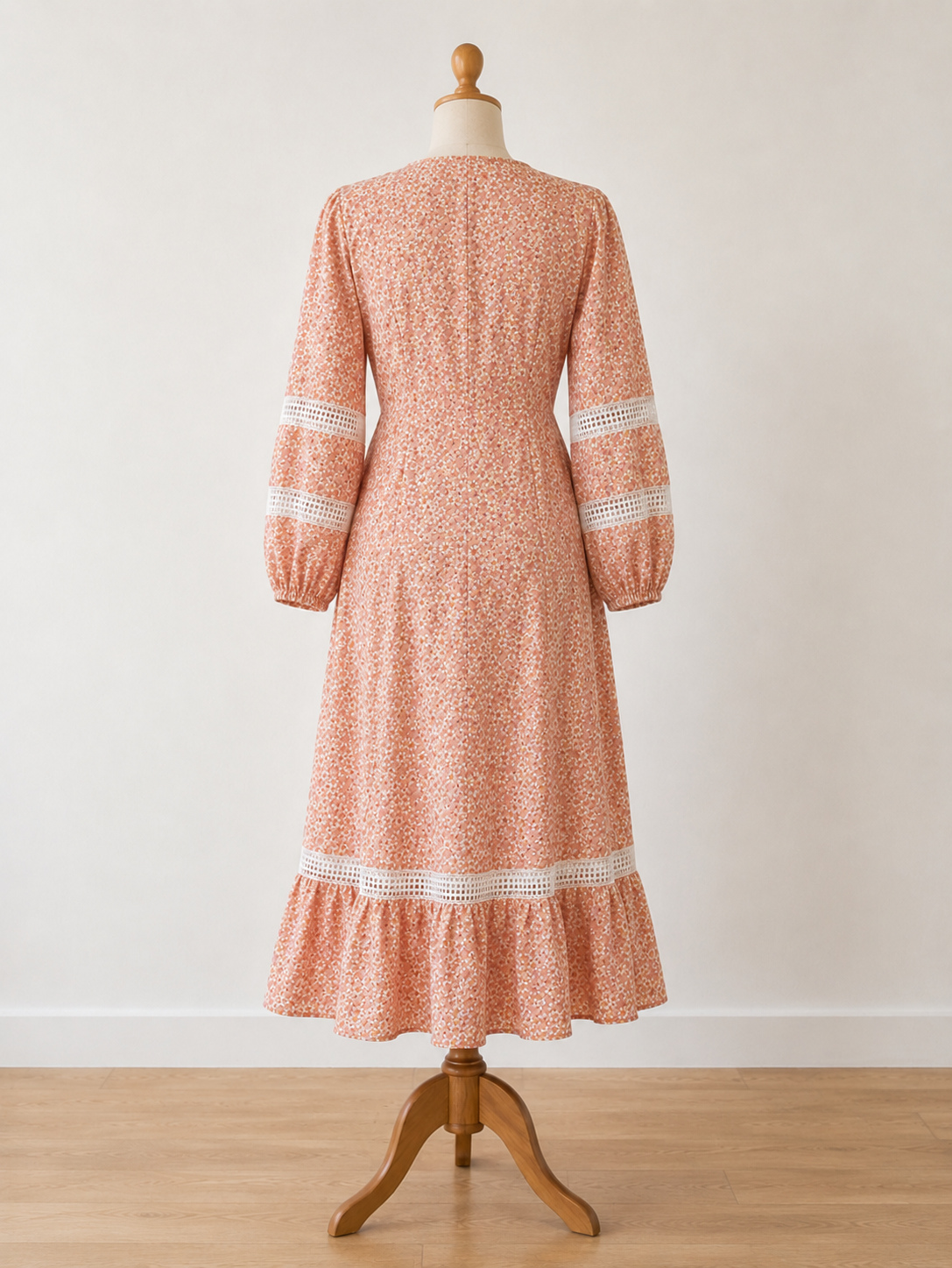 Maje Peach/Pink Daisy Floral Linen Blend Wrap Midi Dress