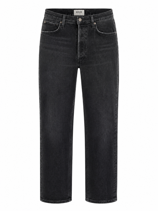 AGOLDE Riley Long Black High Rise Straight Leg Jeans