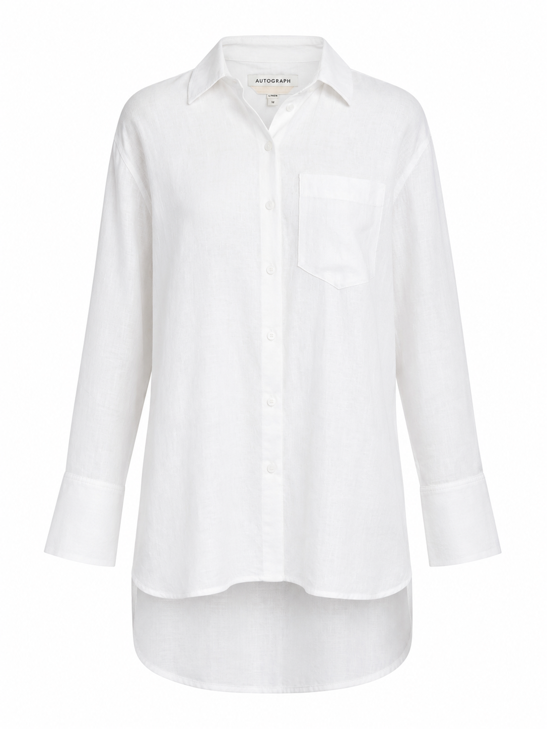M&S Autograph White 100% Linen Longline Shirt