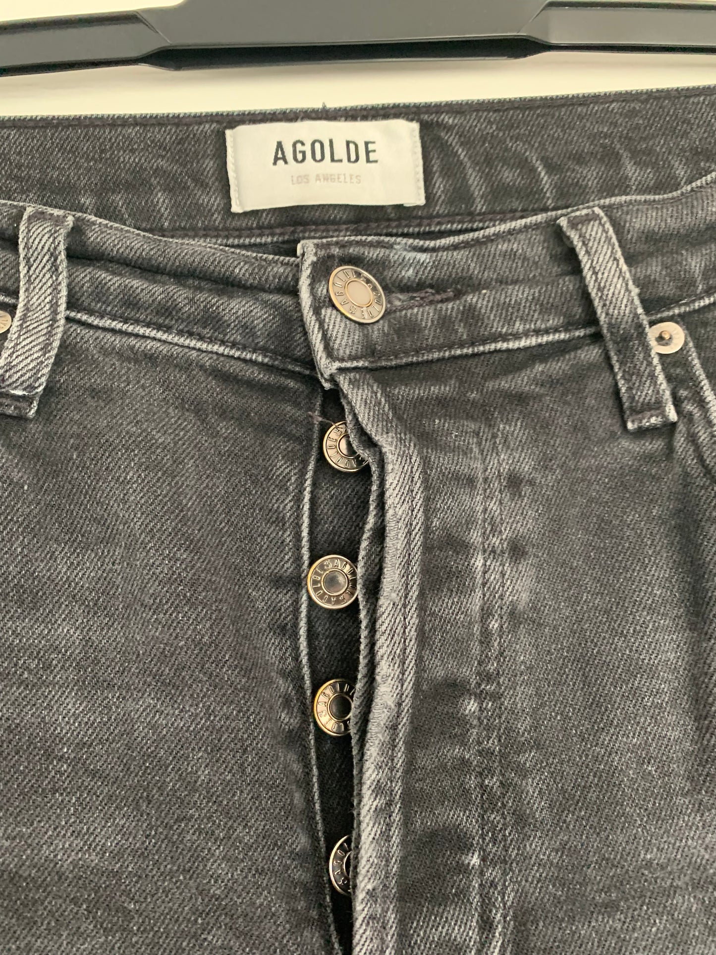 AGOLDE Riley Long Black High Rise Straight Leg Jeans