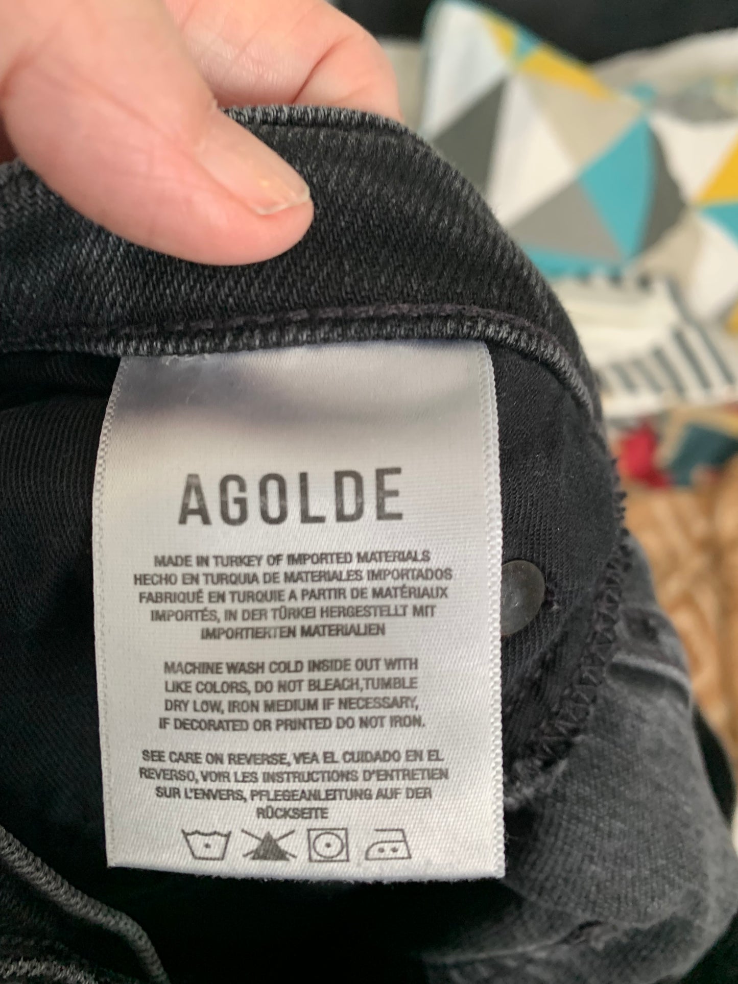 AGOLDE Riley Long Black High Rise Straight Leg Jeans