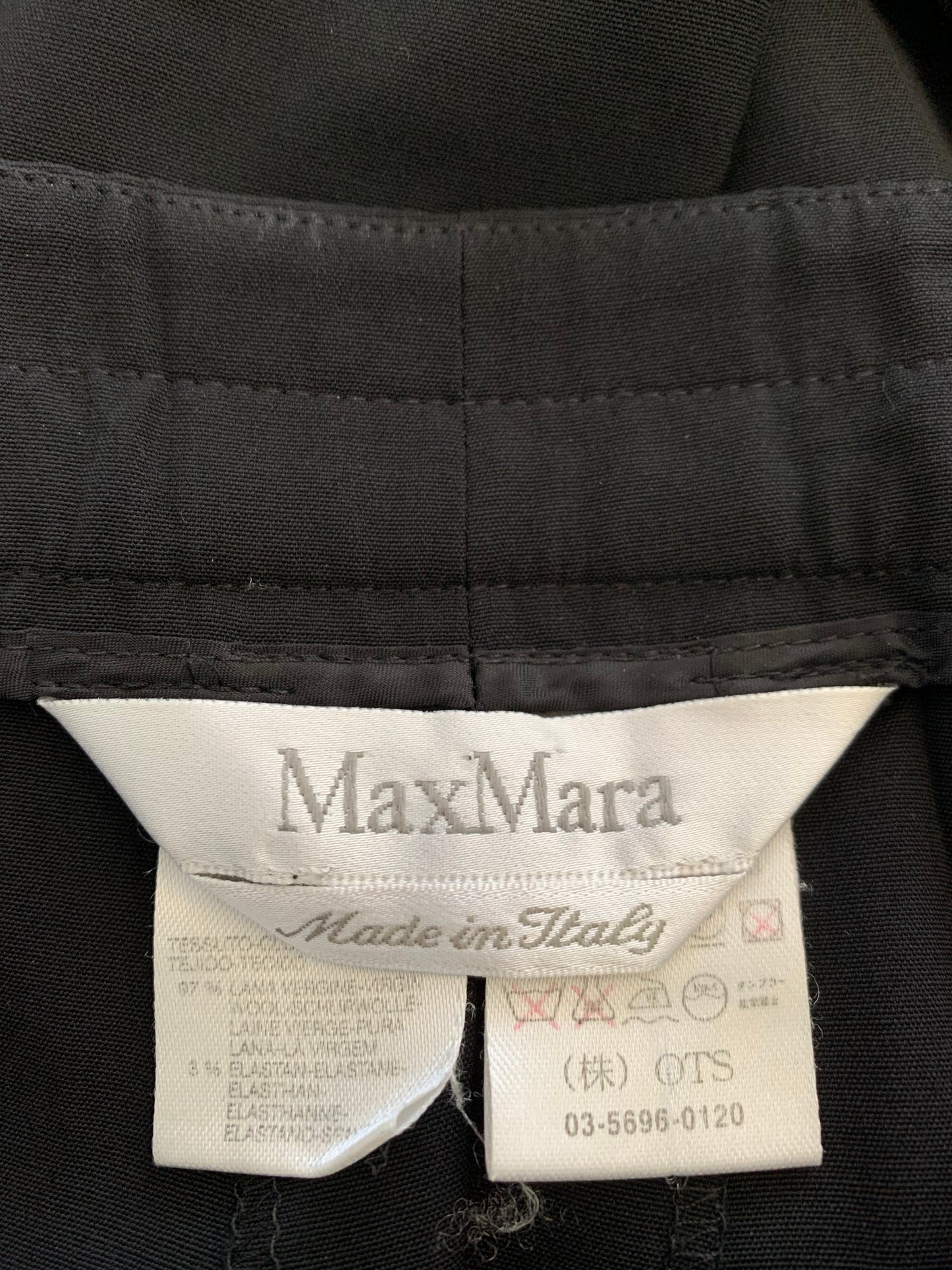 Max Mara Black Virgin Wool Wide Leg Trousers