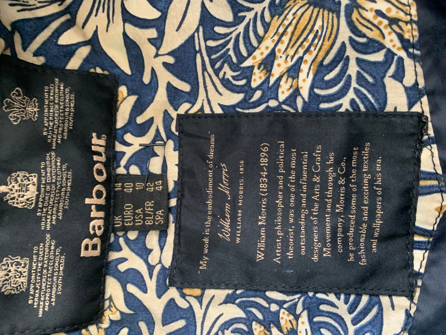 Barbour x William Morris Manderston Wax Jacket | UK 14